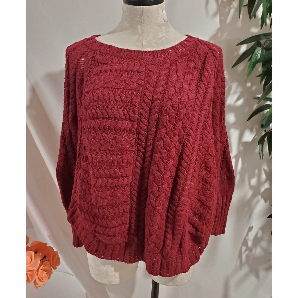 Anthropologie Angel of the North Cable-Knit Confetti Speckled Poncho Sweater S